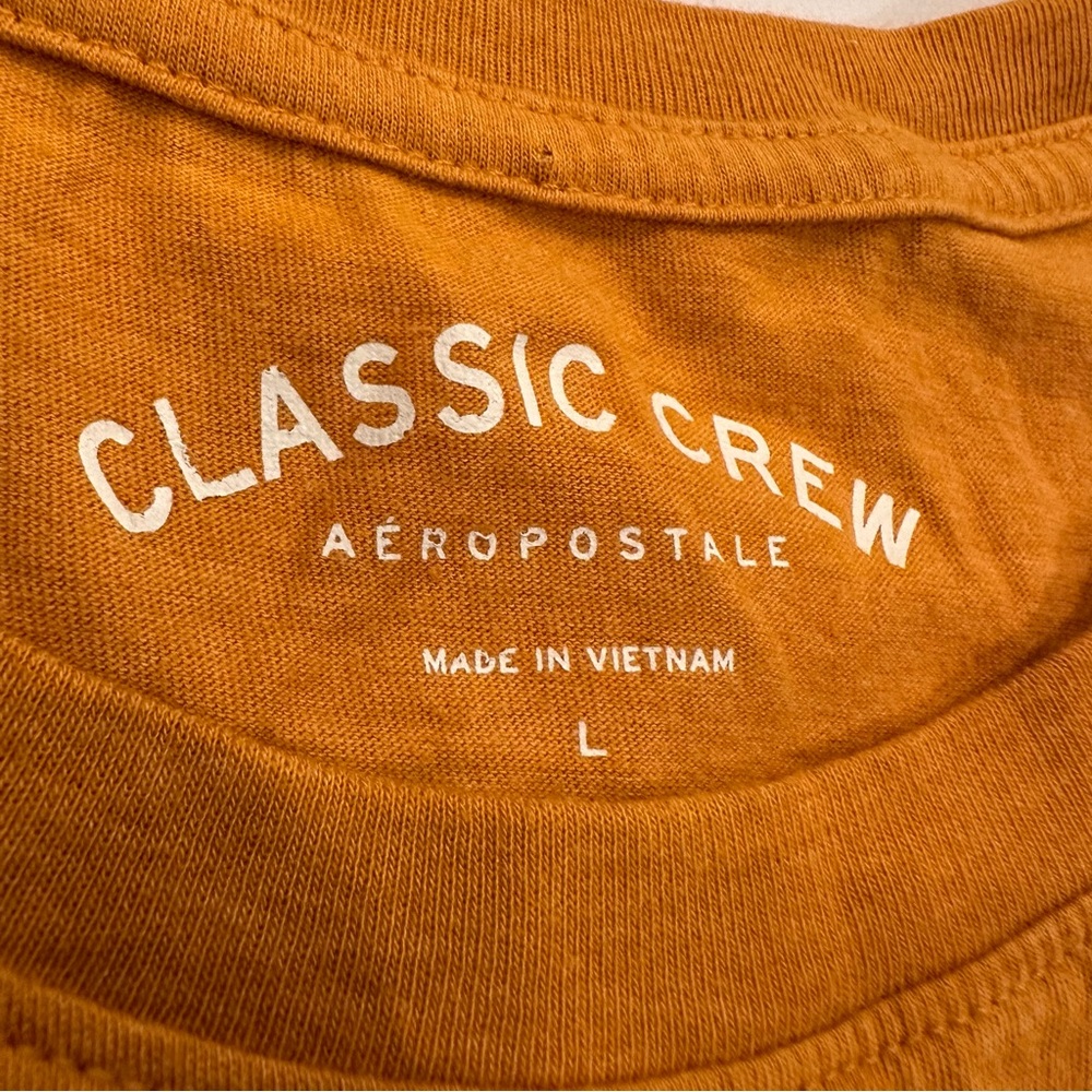 Aeropostale Women’s Classic Crew T-shirt Sz L Logo Graphic Flowers Yellow Pink - Picture 4 of 7
